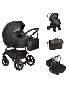 Indigo Special prémium eco bőr 3in1 babakocsi - fekete